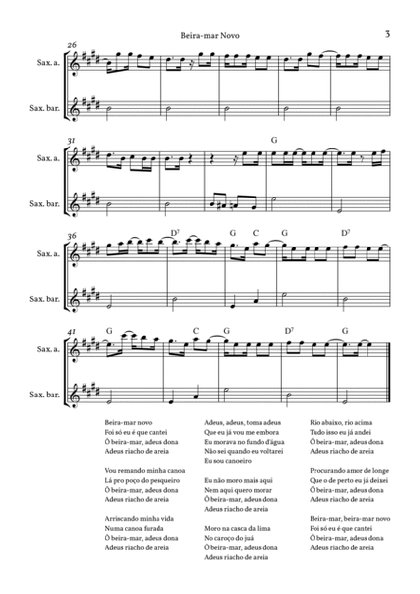 Beira-mar Novo [ for two saxophones (alto and baritone) with chords ] image number null