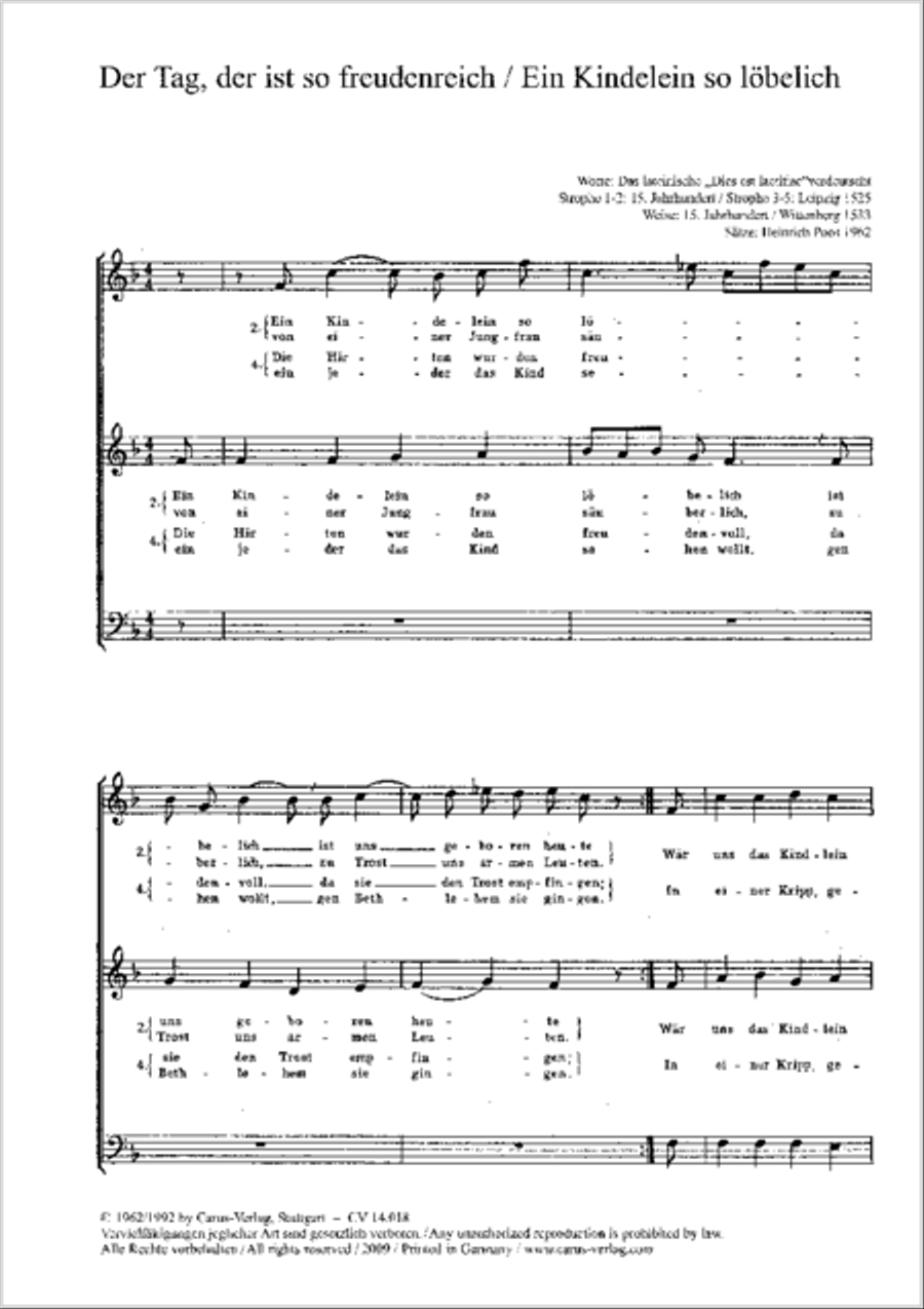 Der Tag, der ist so freudenreich 3-Part scores gallery preview page 6