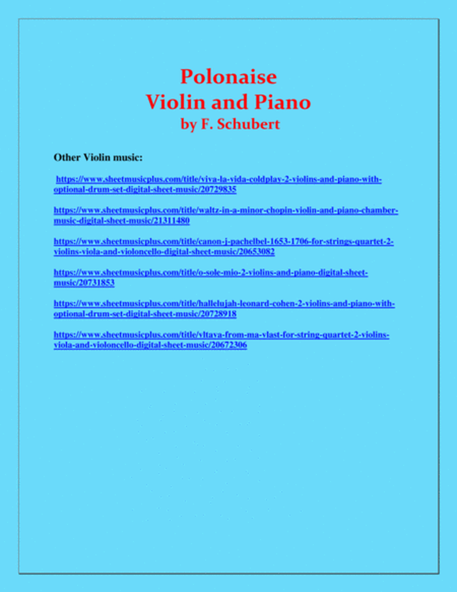 Polonaise - F. Schubert - For Violin and Piano - Intermediate image number null