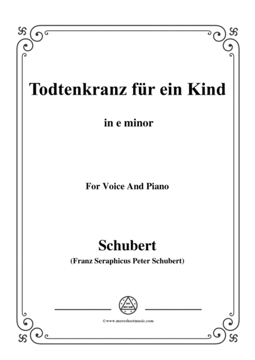 Schubert-Todtenkranz für ein Kind,in e minor,for Voice&Piano image number null