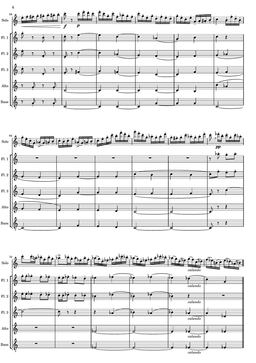 Ballade Op. 288 for flute and orchestra, arranged for flute quintet or flute choir Woodwind Quintet scores gallery preview page 6