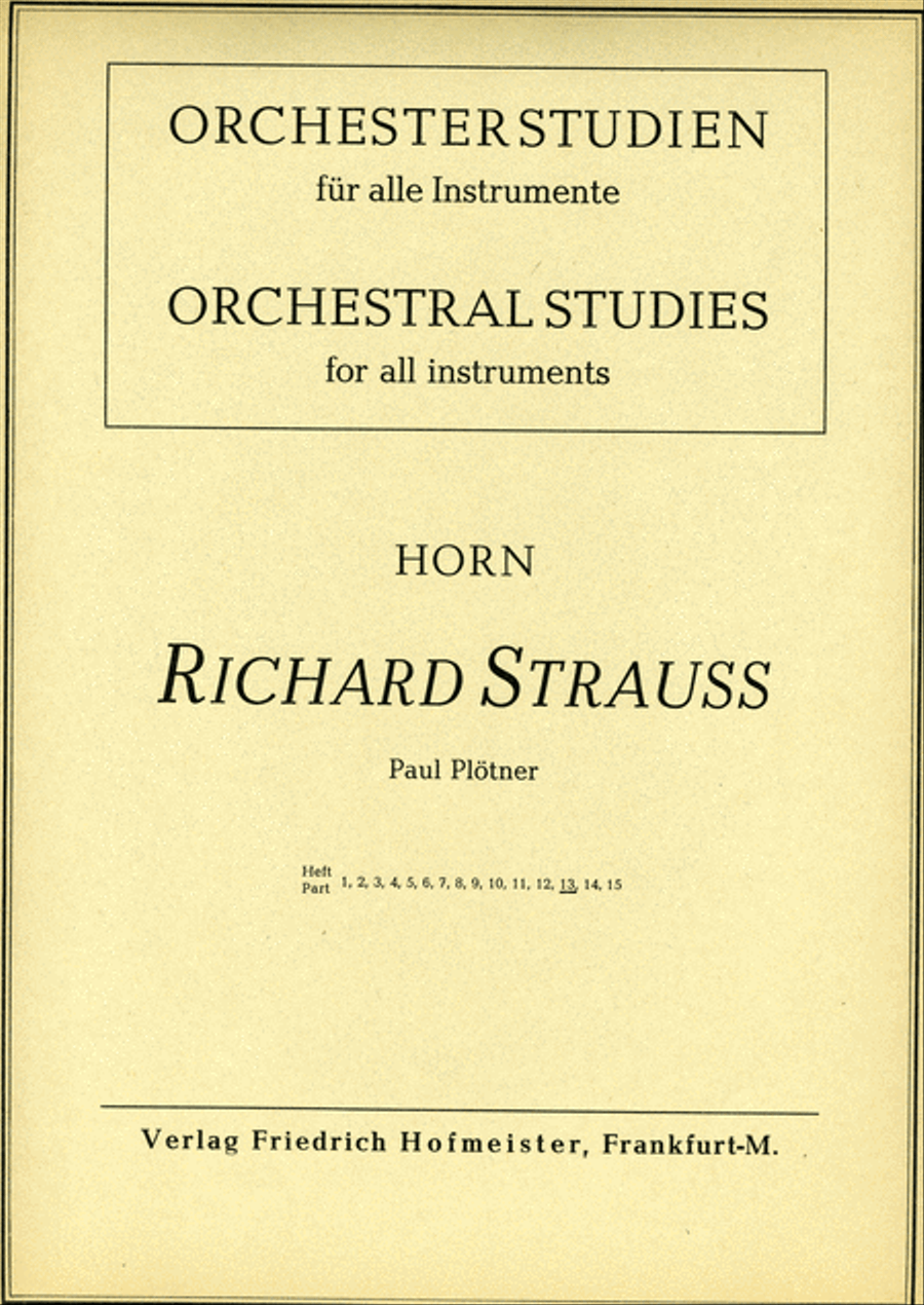 Orchesterstudien fur Horn, Heft 13: Richard Strauss