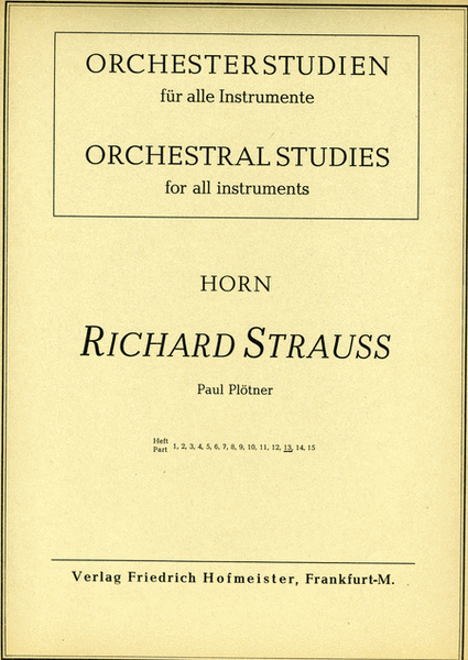 Orchesterstudien fur Horn, Heft 13: Richard Strauss