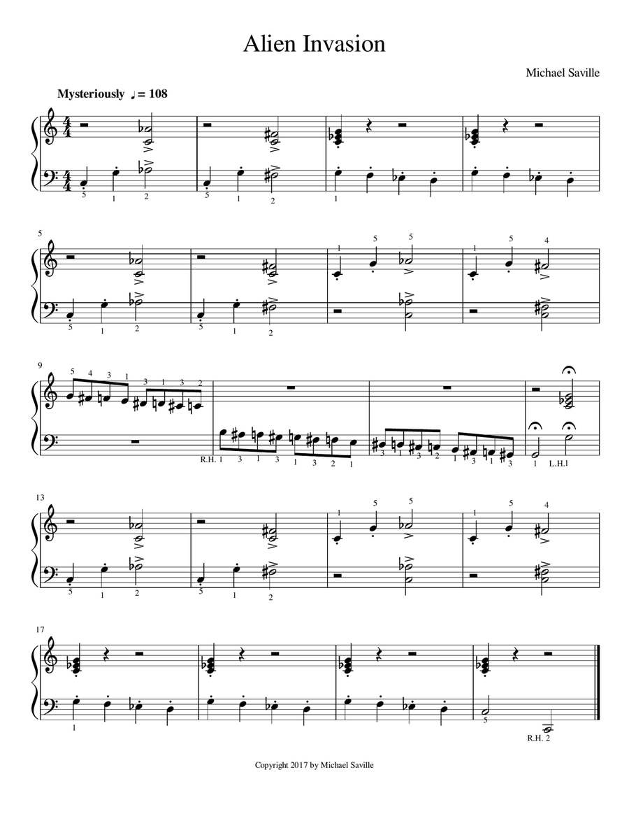 Alien Invasion Alien Invasion Easy Piano scores gallery preview page 1