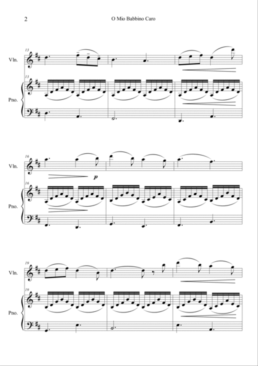 O Mio Babbino Caro O Mio Babbino Caro Violin Solo scores gallery preview page 2