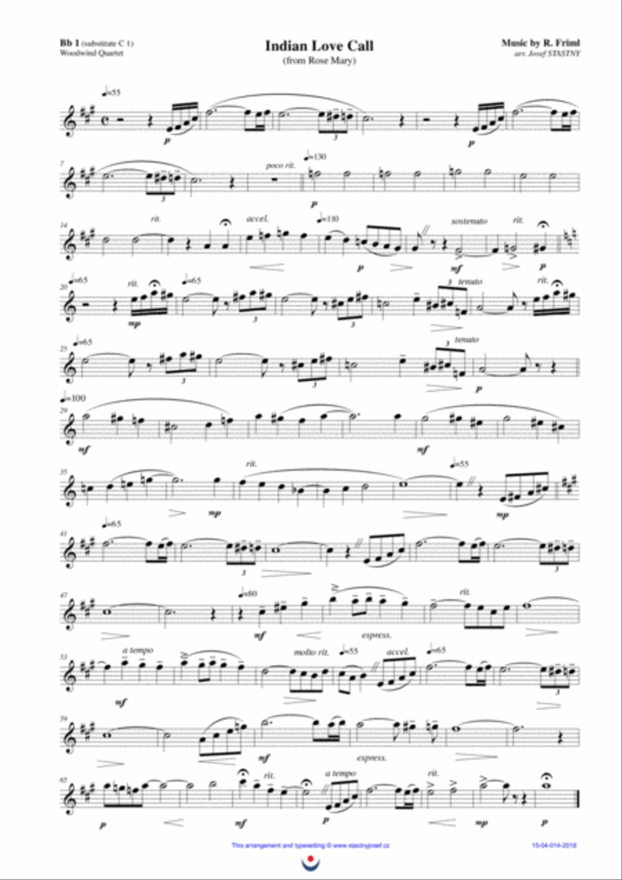 Indian Love Call Woodwind Quartet scores gallery preview page 4