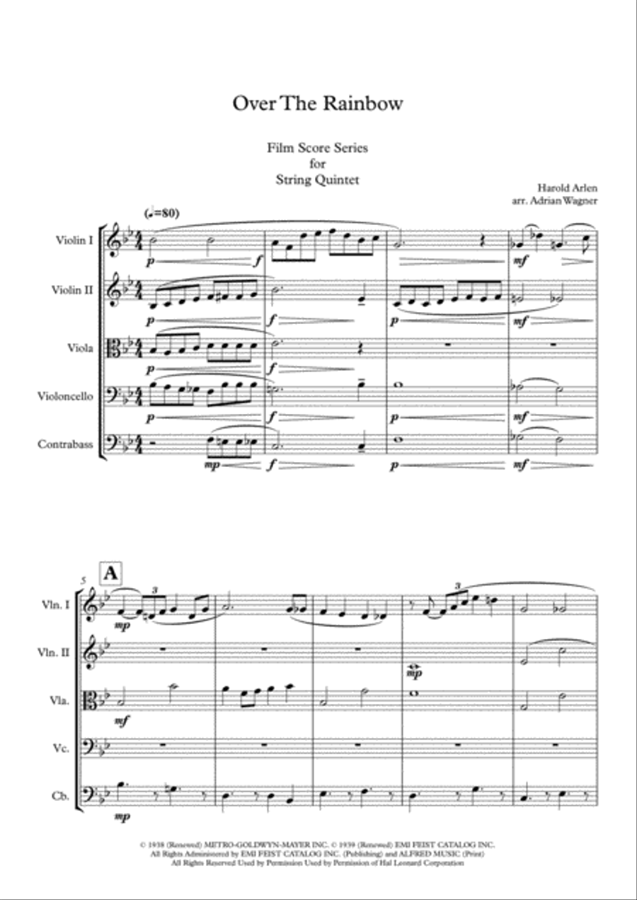 Over The Rainbow (from The Wizard Of Oz) String Quintet scores gallery preview page 3
