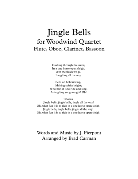 Jingle Bells for Intermediate Woodwind Quartet image number null