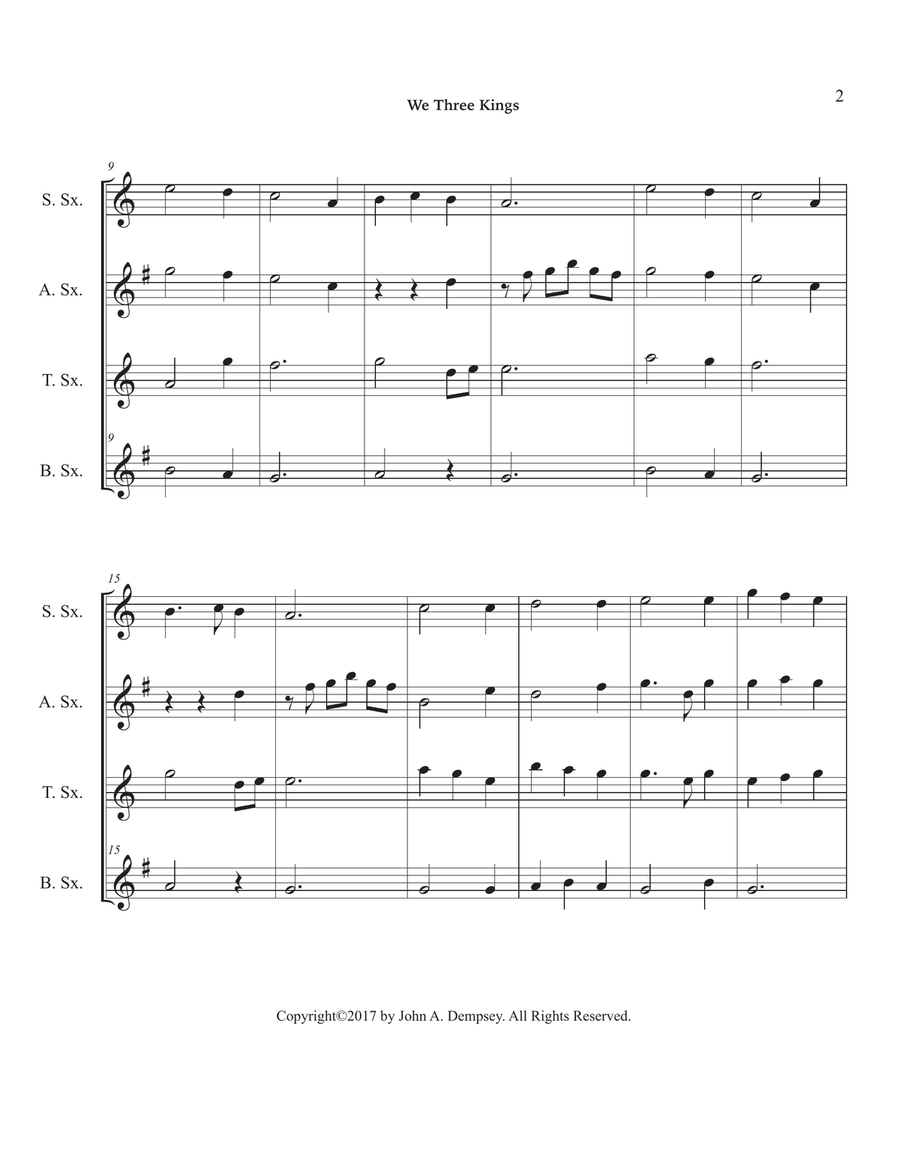 We Three Kings (Sax Quartet: SATB) Saxophone Quartet scores gallery preview page 6