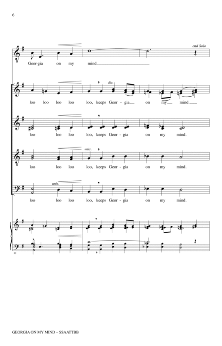 Georgia On My Mind (arr. Tripp Carter) SSAATTBB scores gallery preview page 4