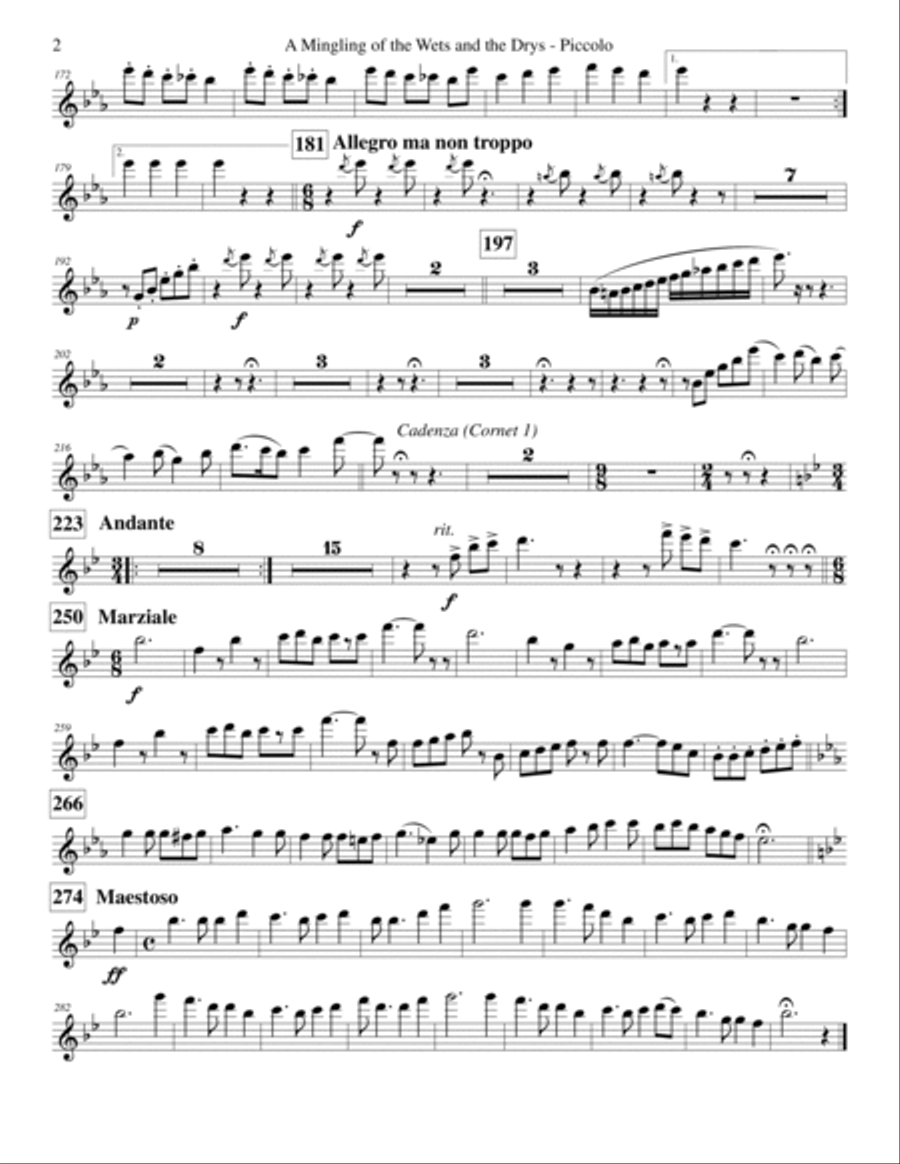 A Mingling of the Wets and the Drys - A Humoresque - Woodwind Parts Concert Band scores gallery preview page 2
