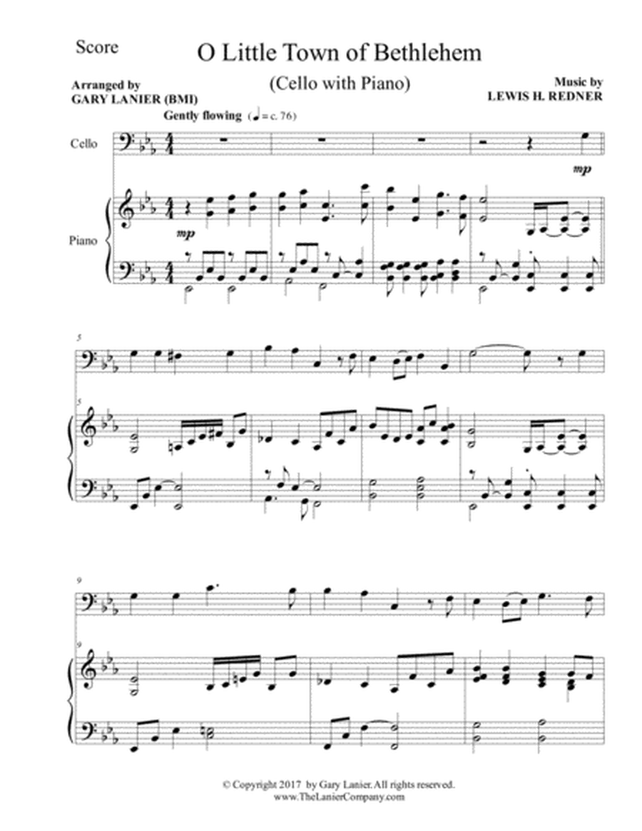 O LITTLE TOWN OF BETHLEHEM (Cello with Piano & Score/Part) image number null