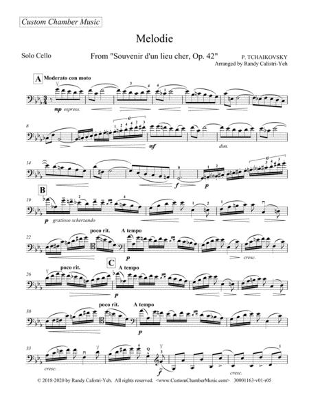 Tchaikovsky Melodie (solo cello) image number null