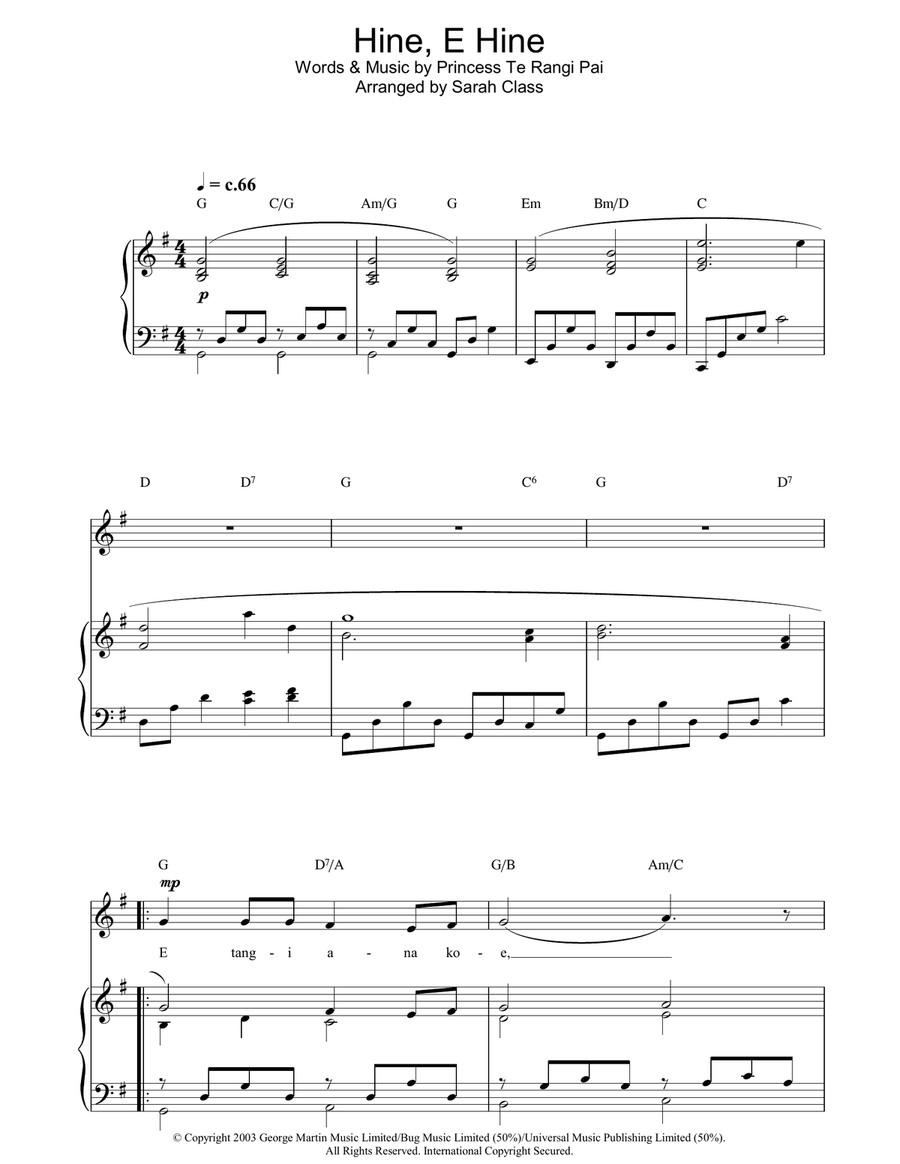 Hine, E Hine Piano, Vocal, Guitar scores gallery preview page 1