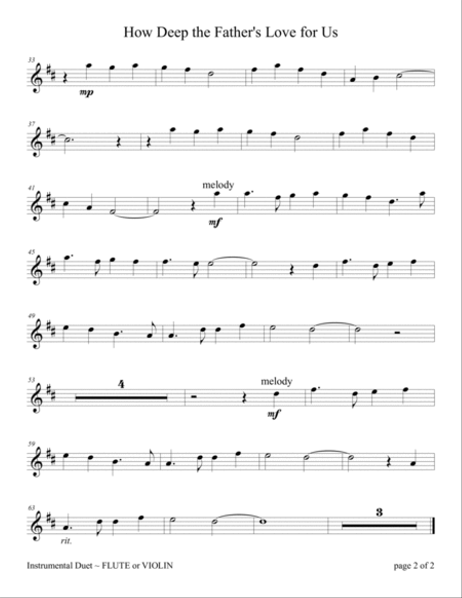 How Deep The Father's Love For Us Violin Solo scores gallery preview page 4