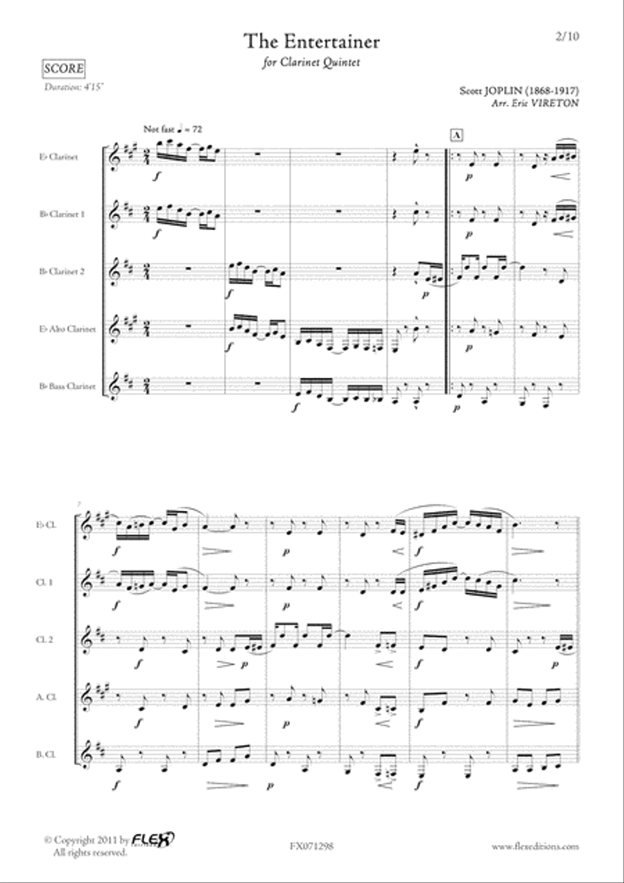 The Entertainer Clarinet Quintet scores gallery preview page 2