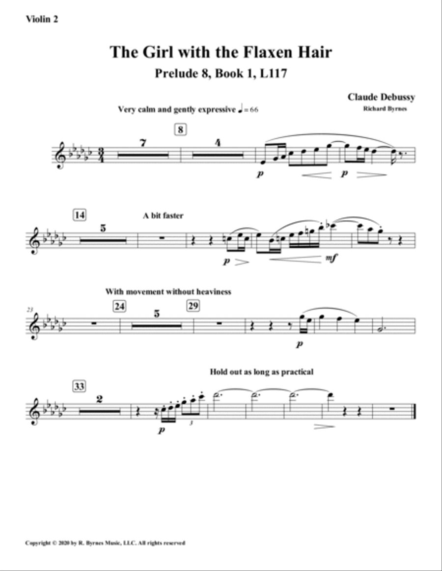 The Girl with the Flaxen Hair, Prelude 8, Book 1 by Claude Debussy (String Orchestra) String Orchestra scores gallery preview page 5