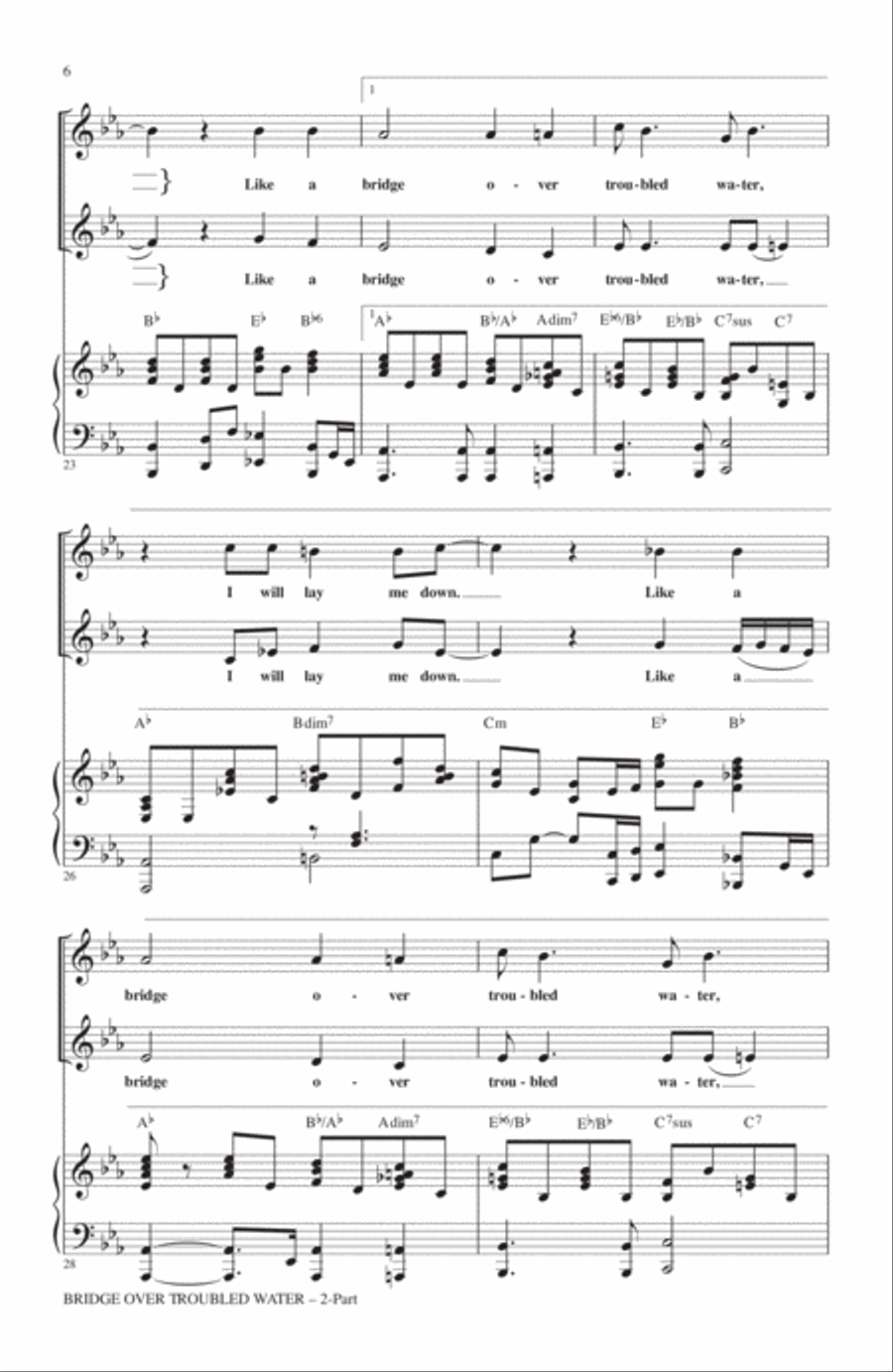 Bridge Over Troubled Water (arr. Roger Emerson) 2-Part scores gallery preview page 4