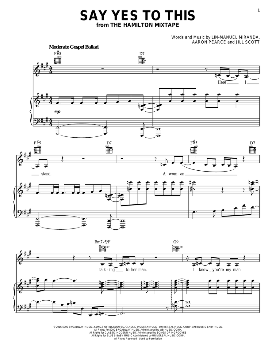 Say Yes To This Piano, Vocal, Guitar scores gallery preview page 1