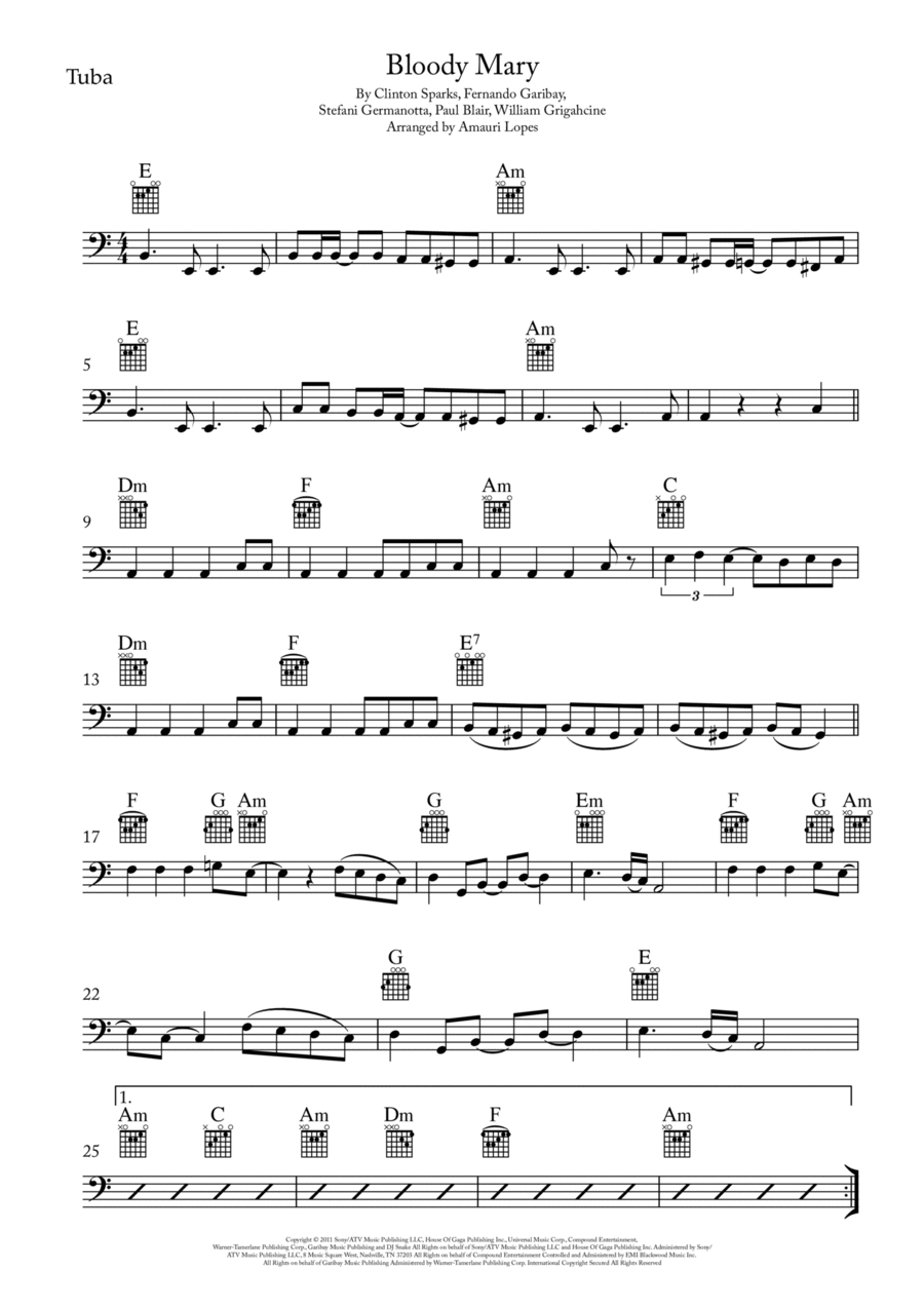 Bloody Mary Bloody Mary Tuba scores gallery preview page 1