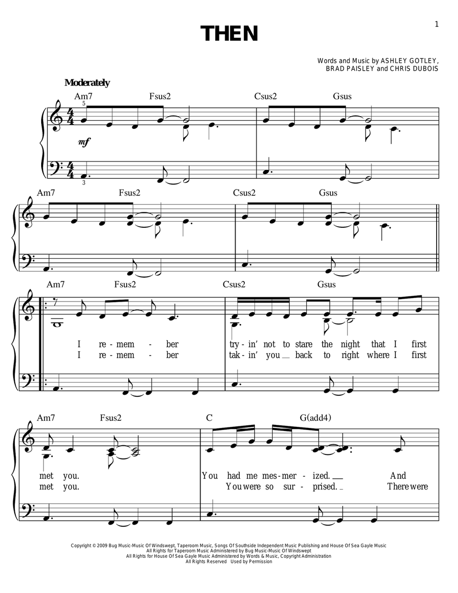 Then Then Easy Piano scores gallery preview page 1