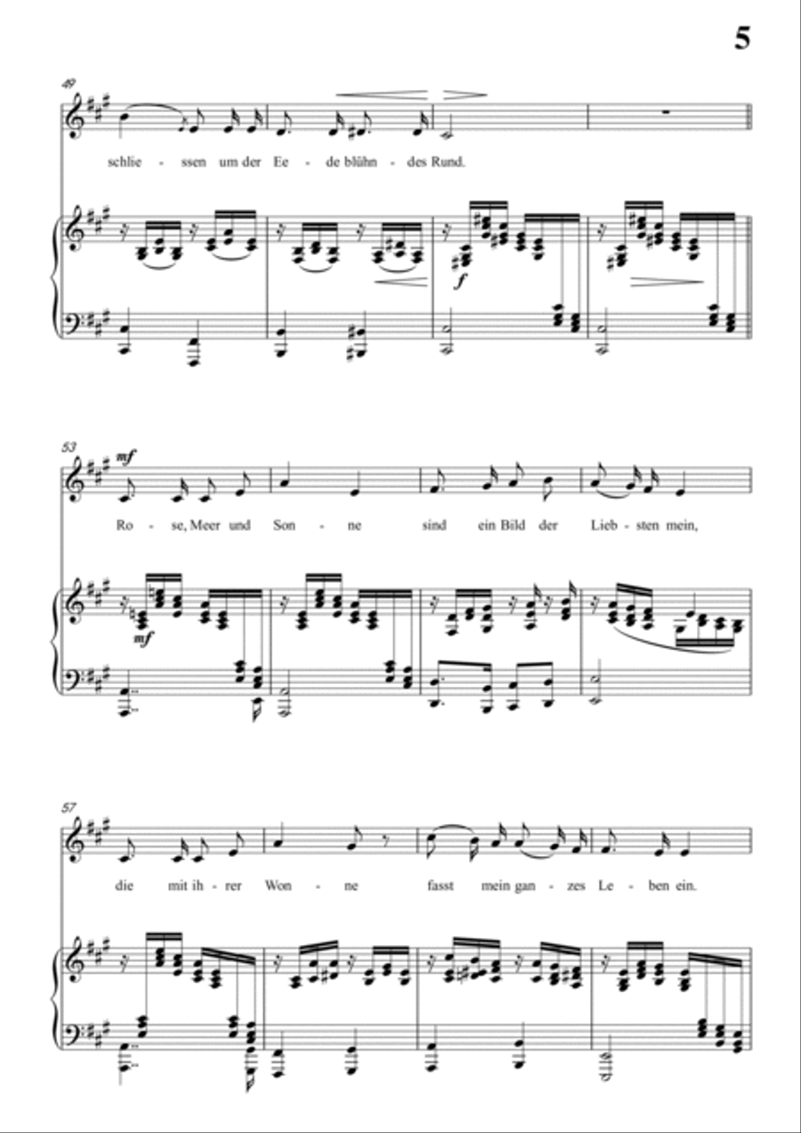 Schumann-Rose,Meer und Sonne in A Major for Voice and Piano Voice Solo scores gallery preview page 6