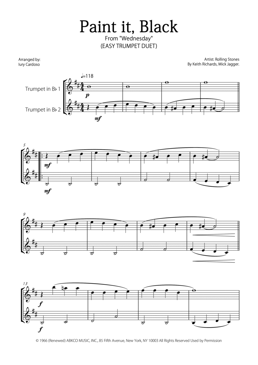 Paint It, Black Trumpet Duet scores gallery preview page 1