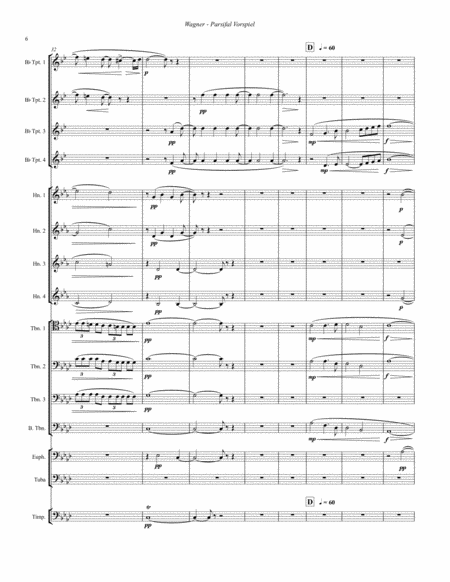 Parsifal Vorspiel (Prelude) for Large Brass Ensemble & Timpani