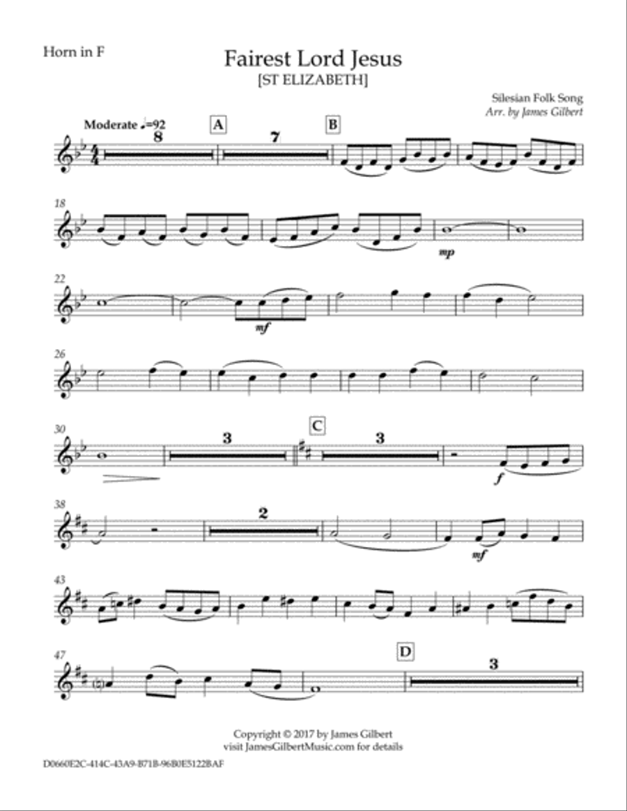 Fairest Lord Jesus Brass Ensemble scores gallery preview page 4