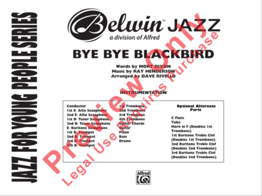 Bye Bye Blackbird Jazz Ensemble scores gallery preview page 2
