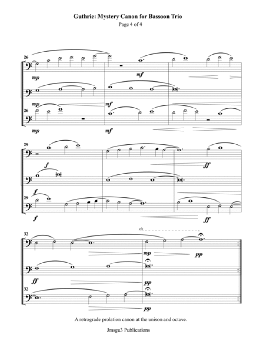 Guthrie: Mystery Canon for Bassoon Trio Woodwind Trio scores gallery preview page 4