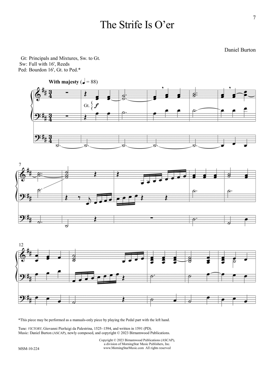 The Strife Is O’er The Strife Is O’er Organ Solo scores gallery preview page 1