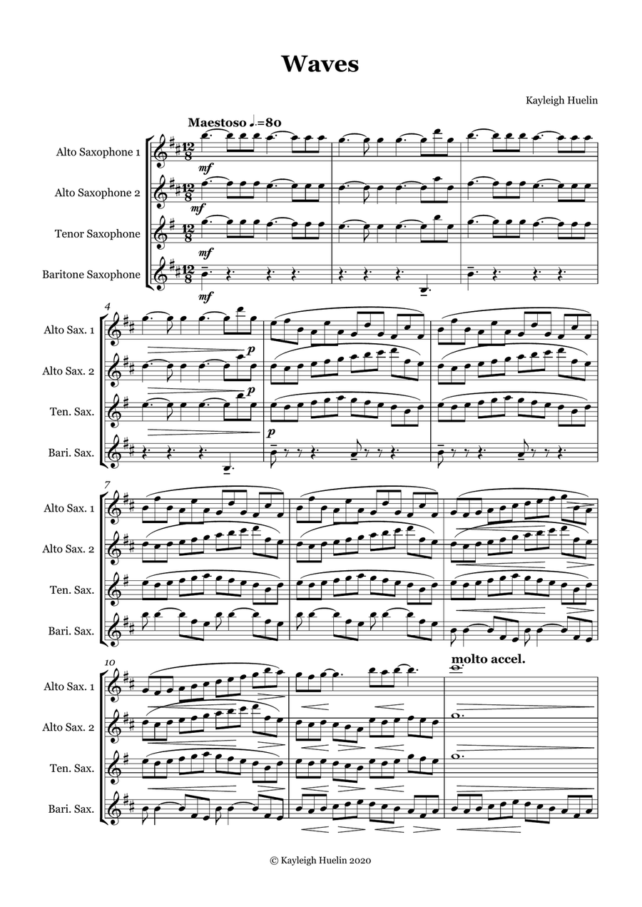 Waves - Saxophone quartet (AATB)