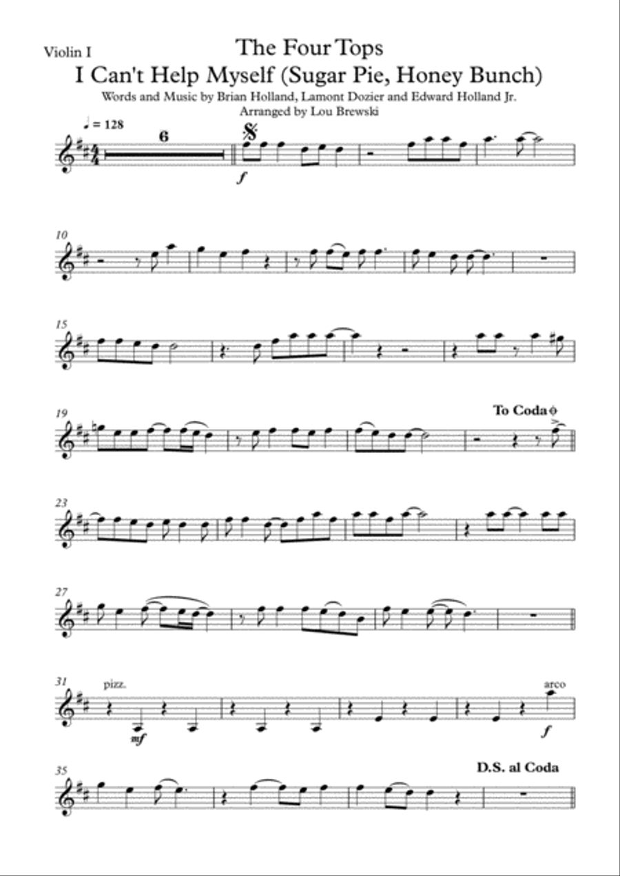 I Can't Help Myself (Sugar Pie, Honey Bunch) String Quartet scores gallery preview page 1