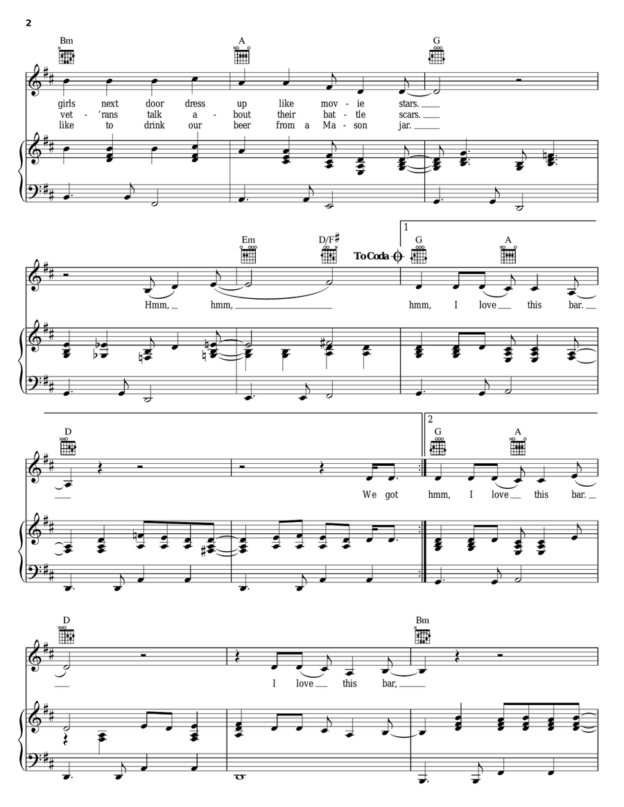 I Love This Bar I Love This Bar Piano, Vocal, Guitar scores gallery preview page 2