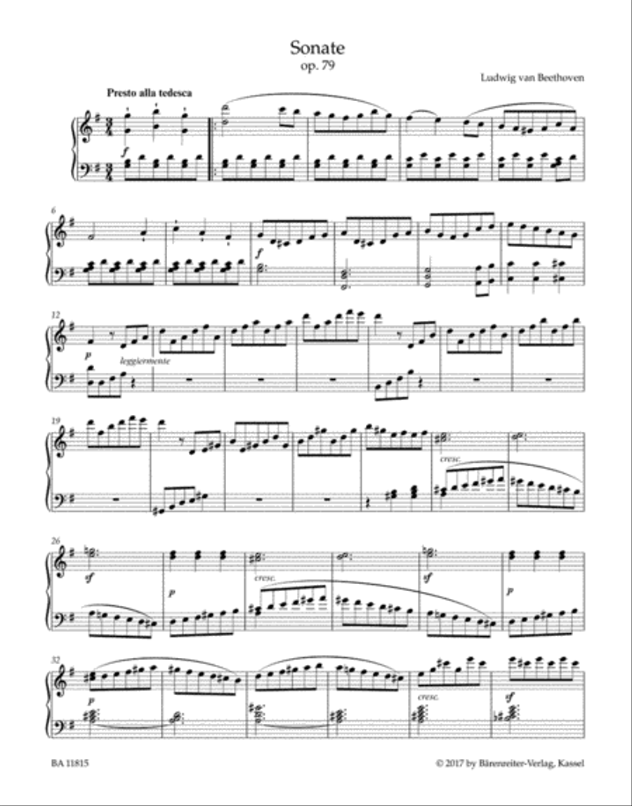 Sonata in G major for Pianoforte op. 79 
