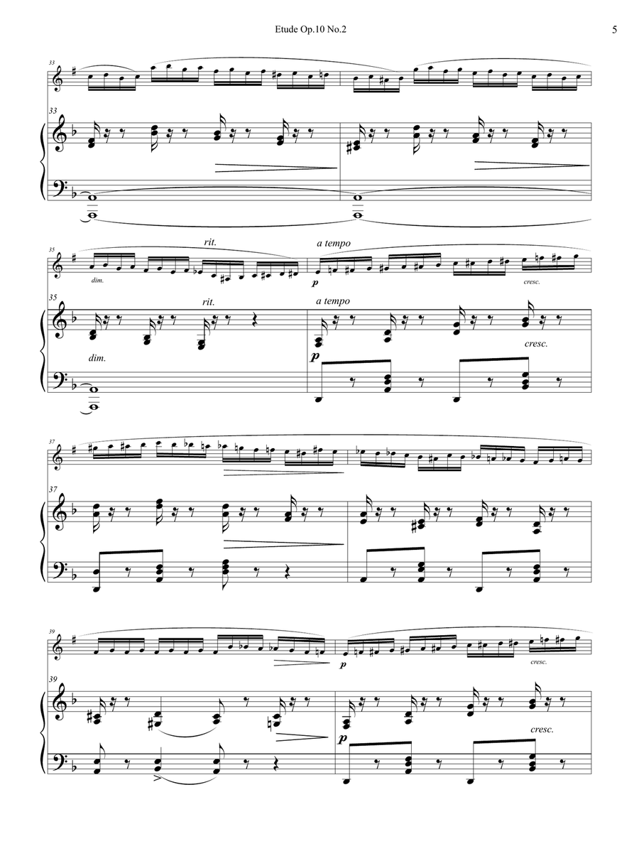 Chopin: "Chromatic" Etude Op. 10, No. 2 for Clarinet and Piano image number null