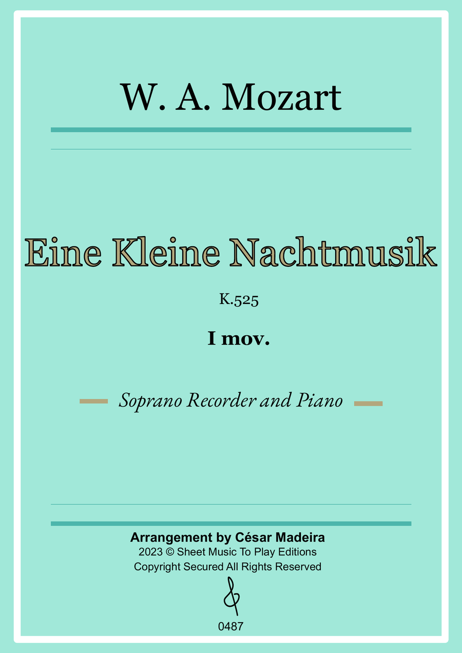 Eine Kleine Nachtmusik (1 mov.) - Soprano Recorder and Piano (Full Score and Parts) Soprano Recorder scores gallery preview page 1