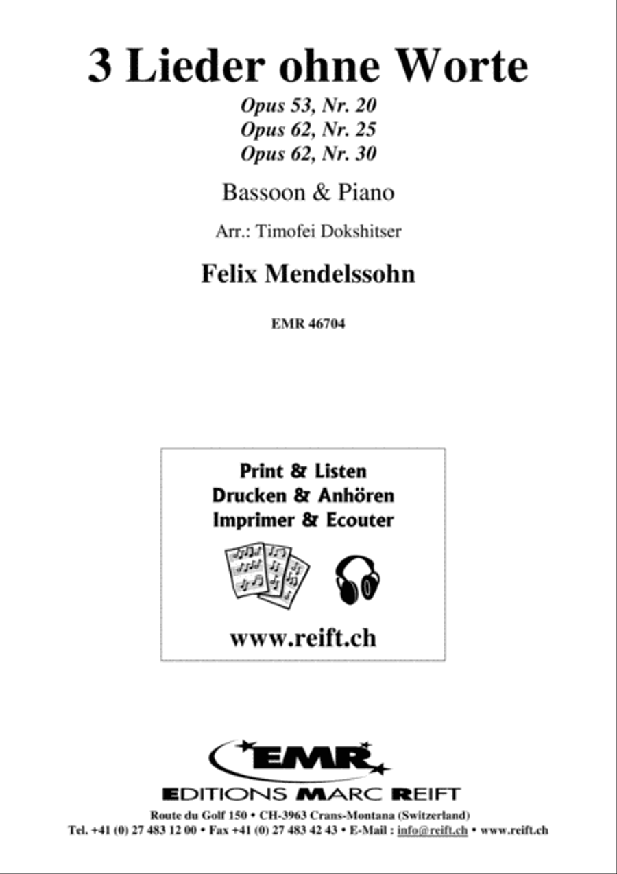 3 Lieder ohne Worte Bassoon Solo scores gallery preview page 1