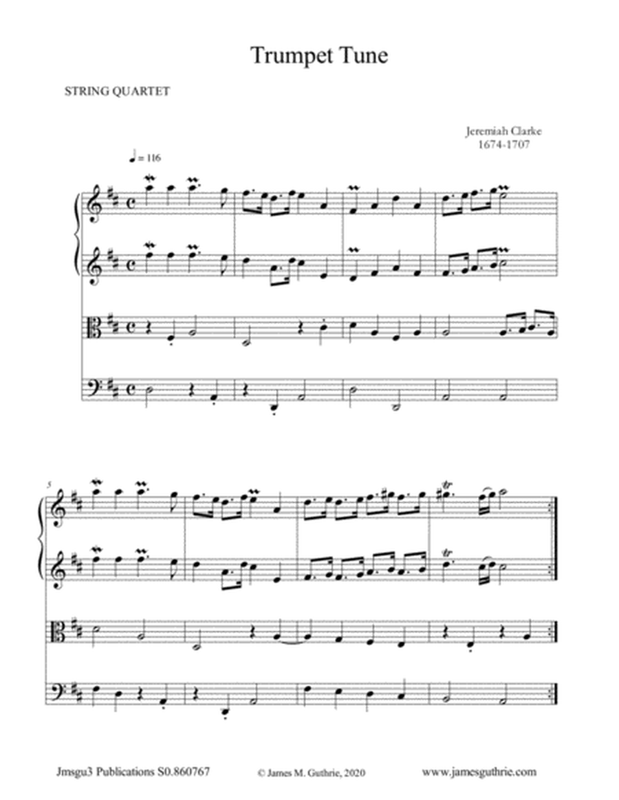 Clarke: Trumpet Tune for String Quartet image number null