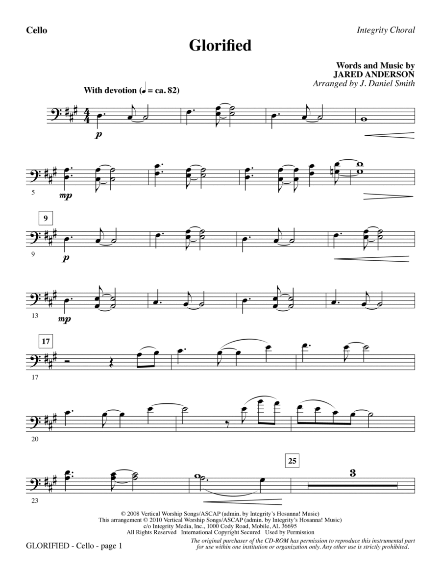 Glorified - Cello Glorified - Cello Choir scores gallery preview page 1