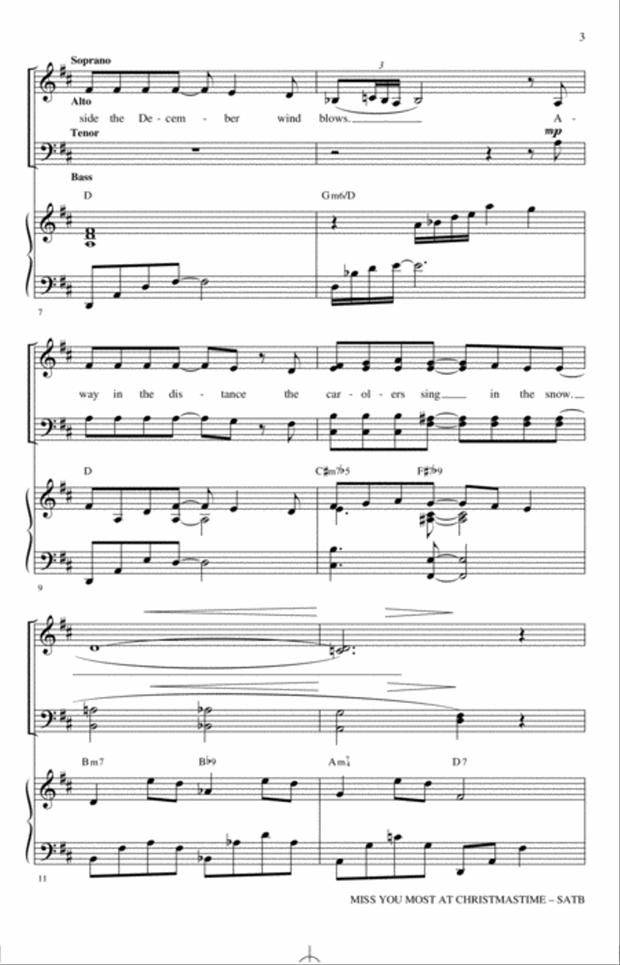 Miss You Most At Christmas Time 4-Part scores gallery preview page 2
