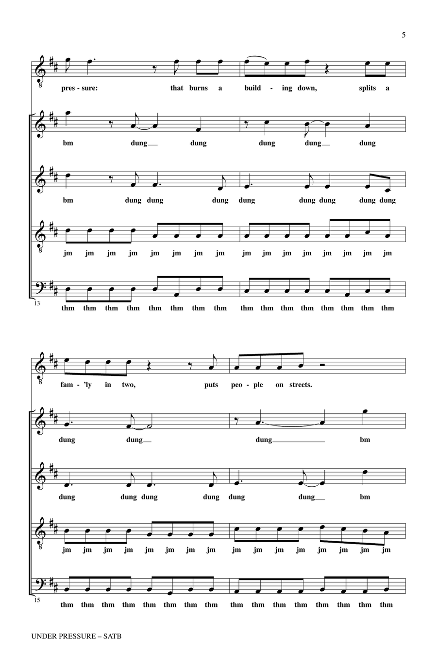 Under Pressure (from NBC's The Sing-Off) 4-Part scores gallery preview page 4