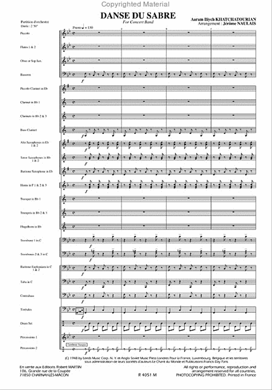 Dance Of The Sabre Danse du Sabre Concert Band scores gallery preview page 2
