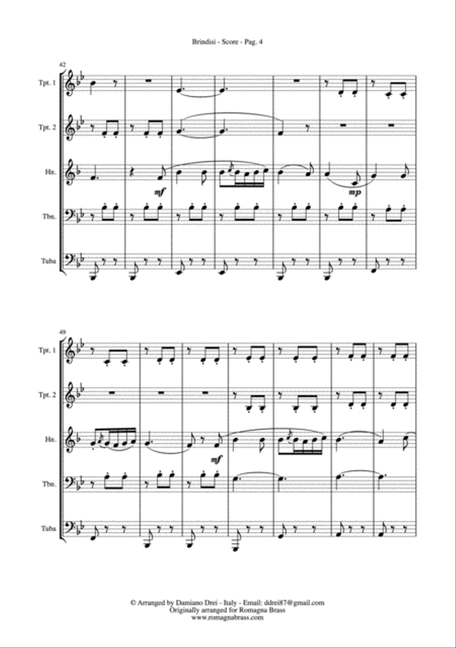 Brindisi from Traviata - Brass Quintet Brass Quintet scores gallery preview page 5