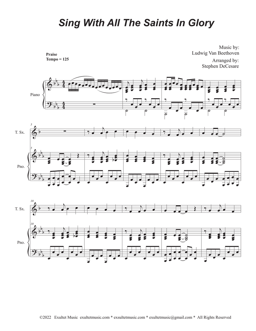 Sing With All The Saints In Glory (Tenor Saxophone and Piano) Tenor Saxophone scores gallery preview page 1
