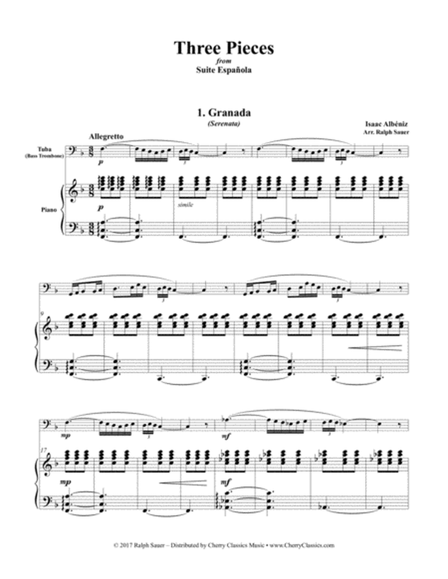 Three Pieces from Suite Espanola for Tuba or Bass Trombone and Piano