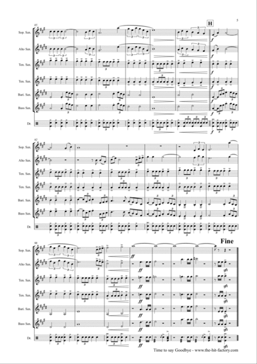 Time To Say Goodbye Woodwind Quintet scores gallery preview page 5