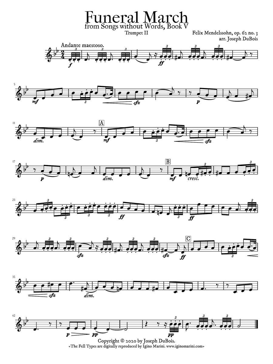 Funeral March for Brass Quintet Brass Quintet scores gallery preview page 4