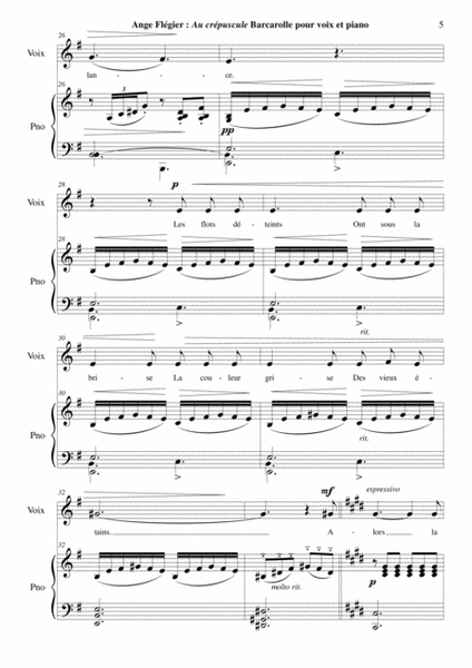 Ange Flégier: Au crépuscule for baritone voice and piano